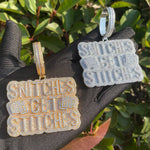 Load image into Gallery viewer, DUBSS - Iced Out Snitches Get Stitches Pendant
