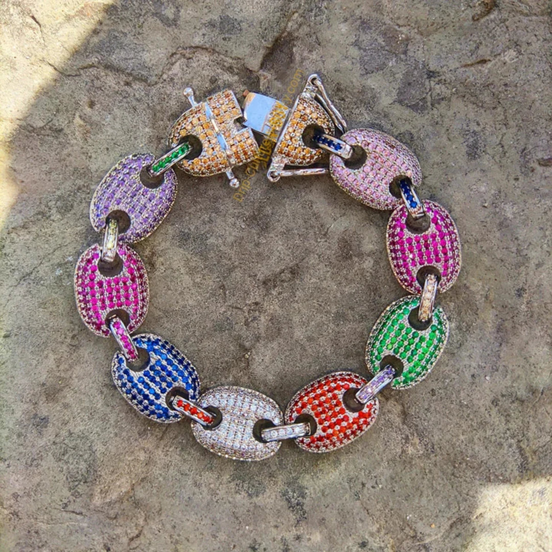 DUBSS - 12mm Iced Multicolor Cuban Bracelet