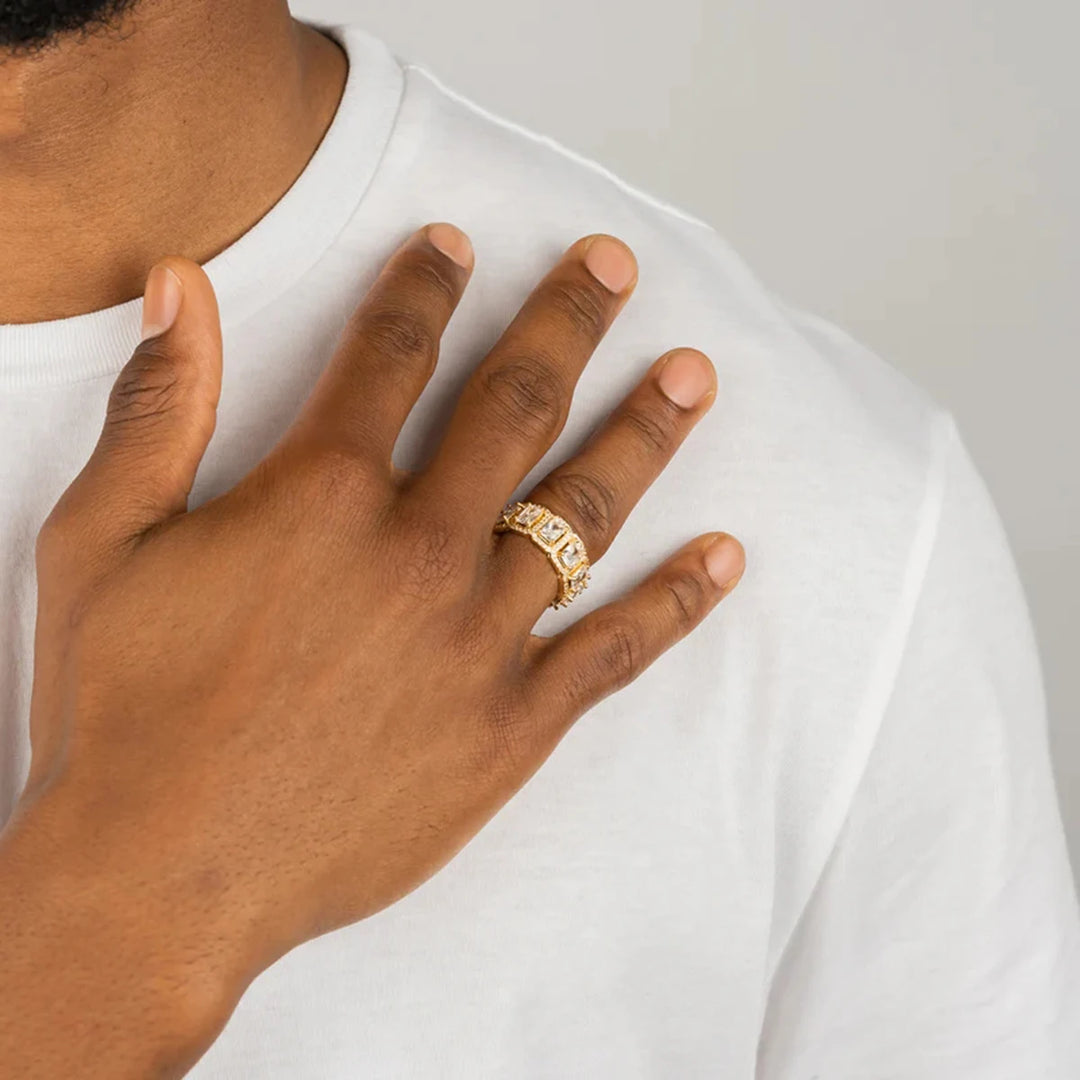 DUBSS - 10mm Gold Iced Baguette Ring