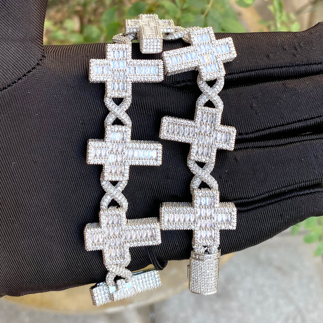 DUBSS - Iced Out Baguette Cross Infinity Bracelet