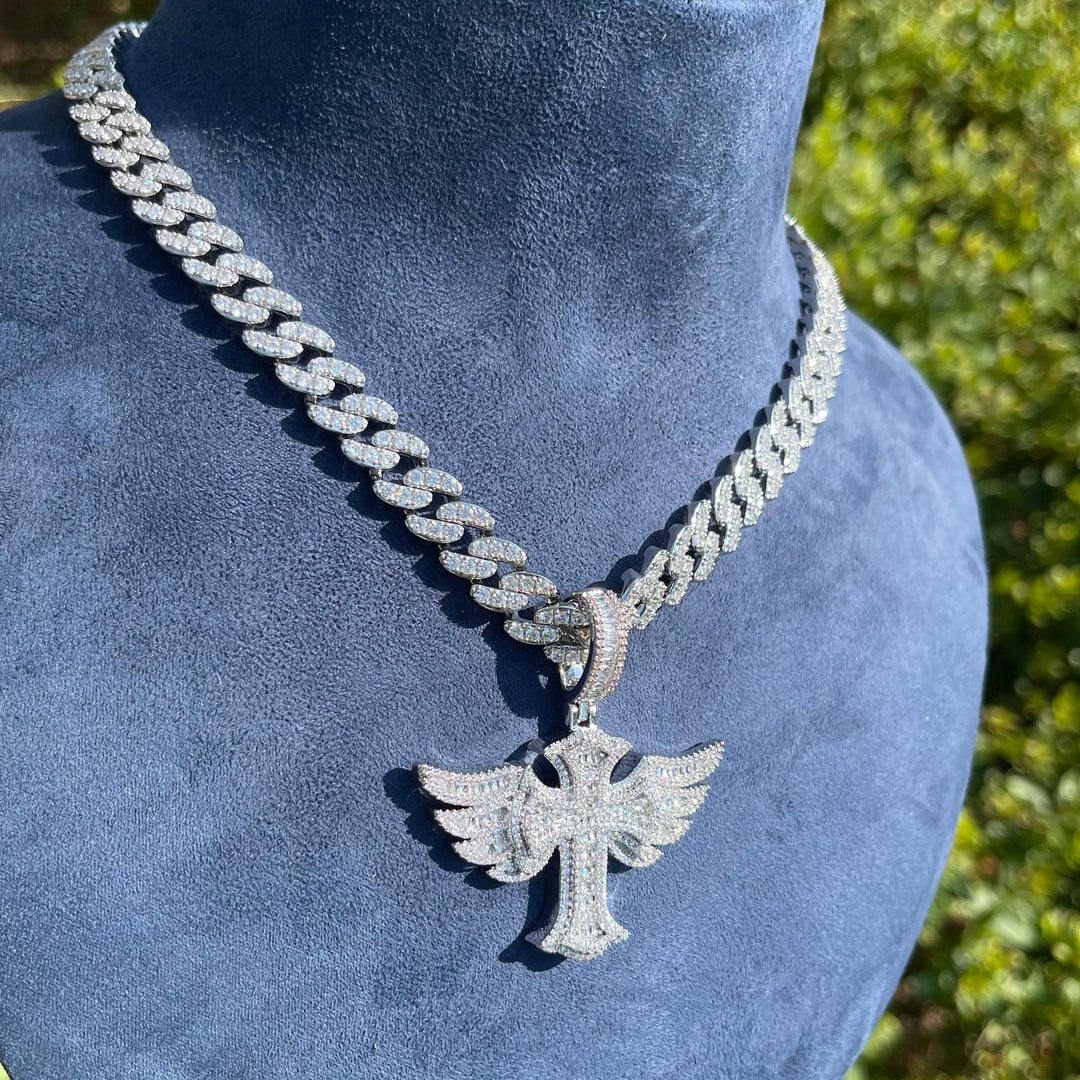 DUBSS - Iced Out Cross Angel Wing Pendant